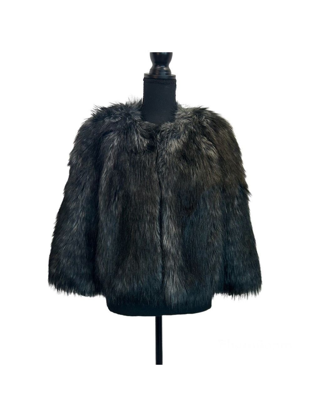 MICHAEL Michael Kors gray black faux fur jacket Sz L NWT